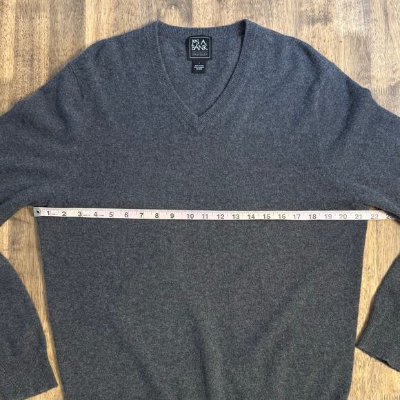 Jos. A Bank Men’s 100% Cashmere Traveler V-Neck Pullover Sweater Gray Size Large - Picture 7 of 9